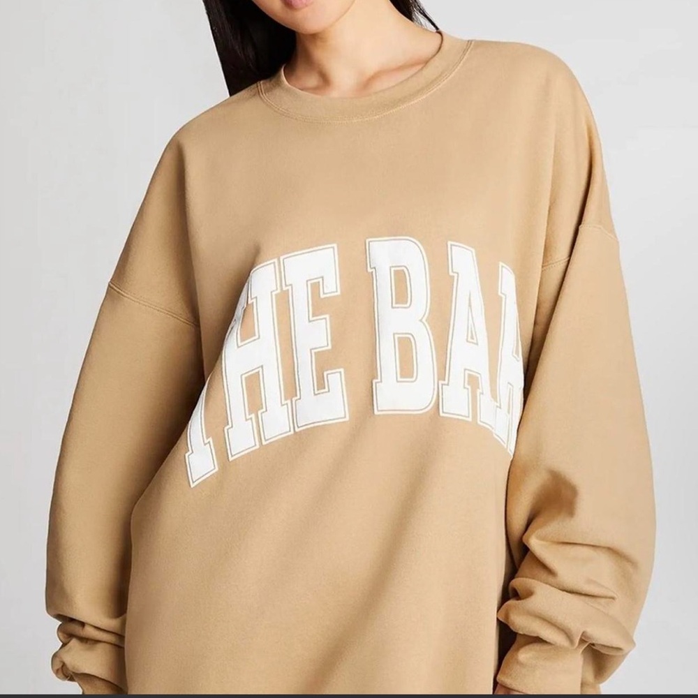 The Bar Tan Crewneck Sweatshirt with White Appliqué